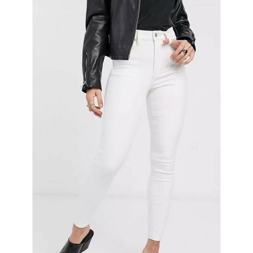 TOPSHOP Jamie Off White Recycled Cotton Blend Jeans Size 28 - Picture 3 of 12